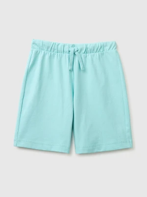 Benetton, 100% Cotton Bermuda Shorts, Aqua, Kids United Colors Of Benetton
