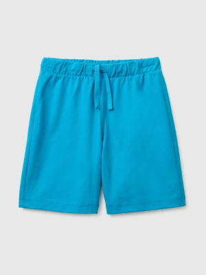 Benetton, 100% Cotton Bermuda Shorts, Size: XL, Light Blue, Kids United Colors of Benetton