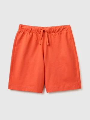 Benetton, 100% Cotton Bermuda Shorts, Size: XL, Orange Coral, Kids United Colors of Benetton