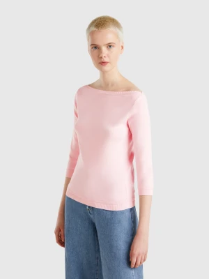 Benetton, 100% Cotton Boat Neck Sweater, size XXS, Pink, Women United Colors of Benetton