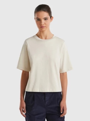 Benetton, 100% Cotton Boxy Fit T-shirt, size L, Beige, Women United Colors of Benetton