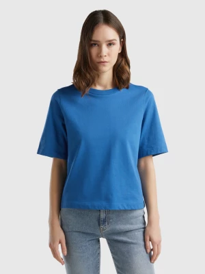 Benetton, 100% Cotton Boxy Fit T-shirt, size L, Blue, Women United Colors of Benetton