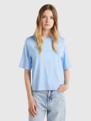 Benetton, 100% Cotton Boxy Fit T-shirt, size M, Light Blue, Women United Colors of Benetton