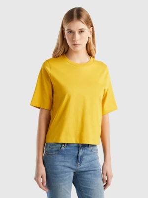 Benetton, 100% Cotton Boxy Fit T-shirt, size M, Yellow, Women United Colors of Benetton