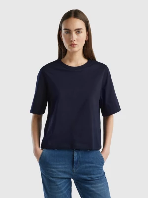 Benetton, 100% Cotton Boxy Fit T-shirt, size S, Dark Blue, Women United Colors of Benetton