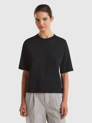 Benetton, 100% Cotton Boxy Fit T-shirt, size XS, Black, Women United Colors of Benetton