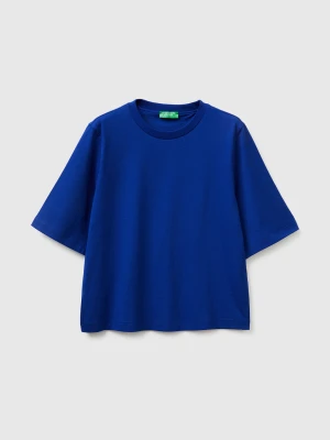 Benetton, 100% Cotton Boxy Fit T-shirt, Size: XS, Bright Blue, Women United Colors of Benetton
