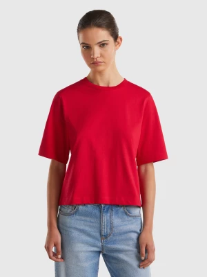 Benetton, 100% Cotton Boxy Fit T-shirt, size XS, Red, Women United Colors of Benetton