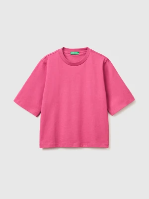 Benetton, 100% Cotton Boxy Fit T-shirt, Size: XS, Plum, Women United Colors of Benetton