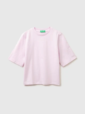Zdjęcie produktu Benetton, 100% Cotton Boxy Fit T-shirt, Pastel Pink, Women United Colors Of Benetton