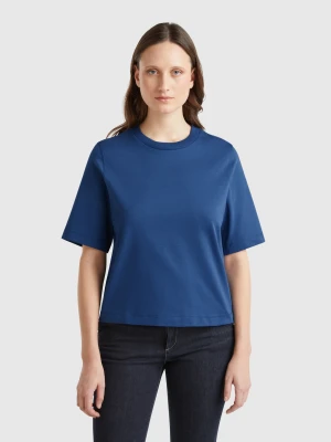 Benetton, 100% Cotton Boxy Fit T-shirt, size XXS, Air Force Blue, Women United Colors of Benetton