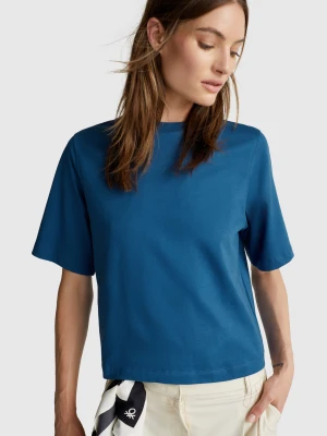 Benetton, 100% Cotton Boxy Fit T-shirt, Size: XXS, Air Force Blue, Women United Colors of Benetton