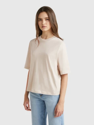 Benetton, 100% Cotton Boxy Fit T-shirt, size XXS, Beige, Women United Colors of Benetton