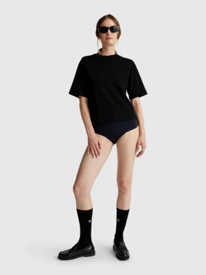 Benetton, 100% Cotton Boxy Fit T-shirt, size XXS, Black, Women United Colors of Benetton