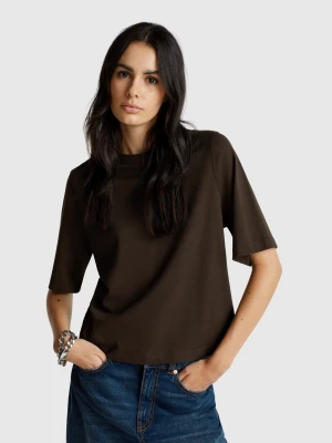 Benetton, 100% Cotton Boxy Fit T-shirt, Size: XXS, Dark Brown, Women United Colors of Benetton