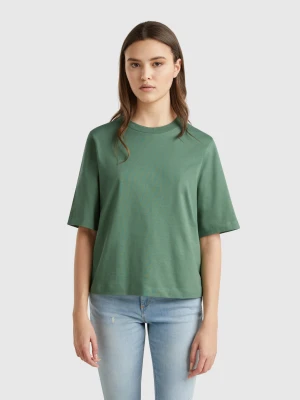 Benetton, 100% Cotton Boxy Fit T-shirt, size XXS, Dark Green, Women United Colors of Benetton