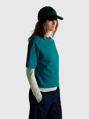 Benetton, 100% Cotton Boxy Fit T-shirt, Size: XXS, Dark Green, Women United Colors of Benetton