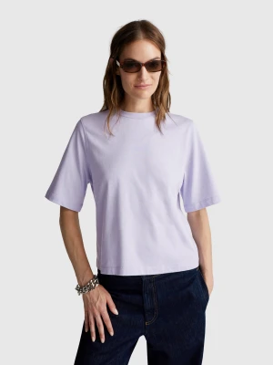Benetton, 100% Cotton Boxy Fit T-shirt, Size: XXS, Lilac, Women United Colors of Benetton