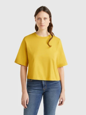 Benetton, 100% Cotton Boxy Fit T-shirt, size XXS, Mustard, Women United Colors of Benetton