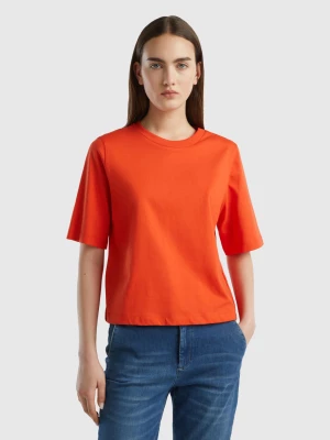Benetton, 100% Cotton Boxy Fit T-shirt, size XXS, Red, Women United Colors of Benetton