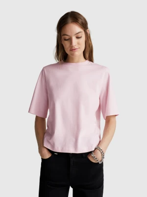 Benetton, 100% Cotton Boxy Fit T-shirt, Size: XXS, Soft Pink, Women United Colors of Benetton