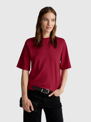Benetton, 100% Cotton Boxy Fit T-shirt, Size: XXS, Strawberry, Women United Colors of Benetton