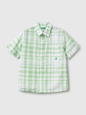 Benetton, 100% Cotton Check Shirt, size 116, Green, Kids United Colors of Benetton