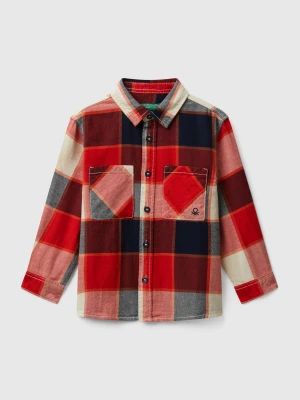 Benetton, 100% Cotton Check Shirt, Size: 90, Red, Kids United Colors of Benetton