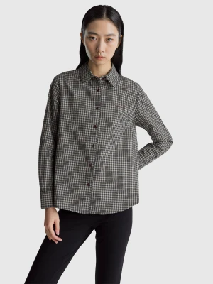 Benetton, 100% Cotton Check Shirt, Size: OS, Dark Brown, Women United Colors of Benetton