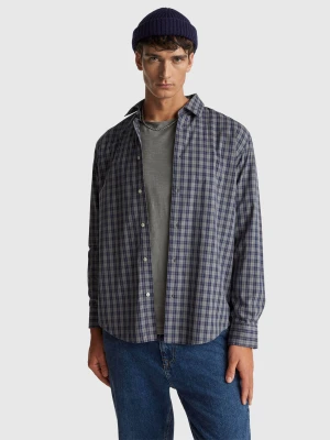 Benetton, 100% Cotton Check Shirt, Size: XS, Blue, Men United Colors of Benetton
