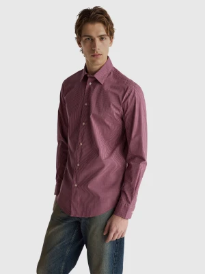 Benetton, 100% Cotton Check Shirt, Size: XS, Plum, Men United Colors of Benetton