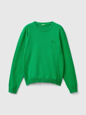 Benetton, 100% Cotton Crew Neck Sweater, size 2XL, Green, Kids United Colors of Benetton