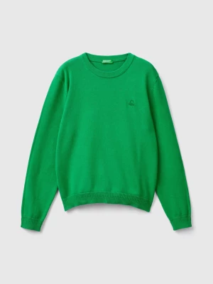 Benetton, 100% Cotton Crew Neck Sweater, size 2XL, Green, Kids United Colors of Benetton