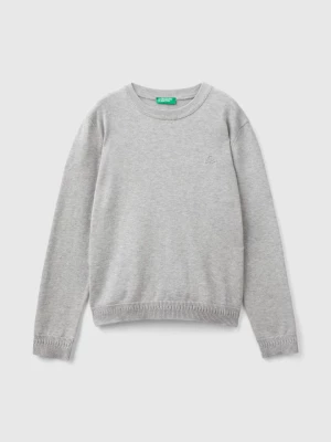 Benetton, 100% Cotton Crew Neck Sweater, size 2XL, Light Gray, Kids United Colors of Benetton