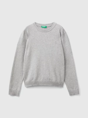 Benetton, 100% Cotton Crew Neck Sweater, size 2XL, Light Gray, Kids United Colors of Benetton