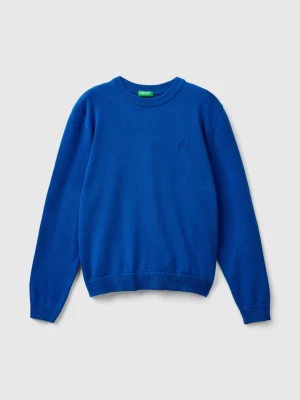 Benetton, 100% Cotton Crew Neck Sweater, size 3XL, Bright Blue, Kids United Colors of Benetton
