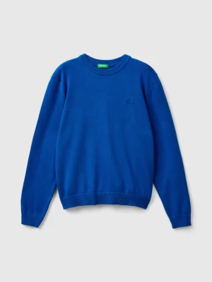 Benetton, 100% Cotton Crew Neck Sweater, size L, Bright Blue, Kids United Colors of Benetton