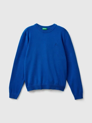 Benetton, 100% Cotton Crew Neck Sweater, size M, Bright Blue, Kids United Colors of Benetton