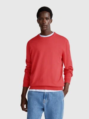 Benetton, 100% Cotton Crew Neck Sweater, size XL, Brick Red, Men United Colors of Benetton