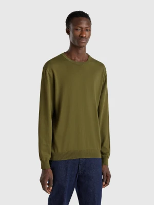 Zdjęcie produktu Benetton, 100% Cotton Crew Neck Sweater, size XS, Military Green, Men United Colors of Benetton