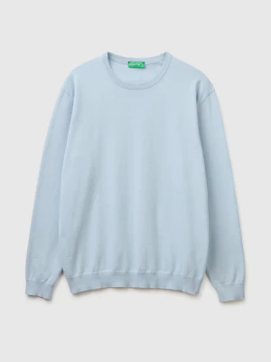 Benetton, 100% Cotton Crew Neck Top, Size: XL, Light Blue, Men United Colors of Benetton