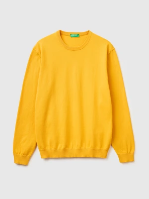 Benetton, 100% Cotton Crew Neck Top, Size: XL, Mustard, Men United Colors of Benetton