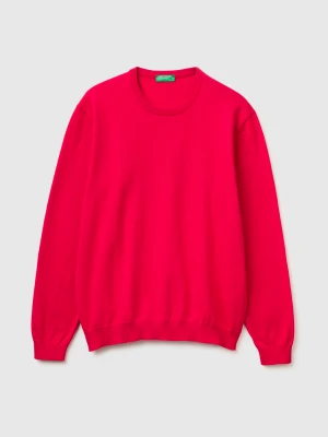 Benetton, 100% Cotton Crew Neck Top, Size: XL, Red, Men United Colors of Benetton