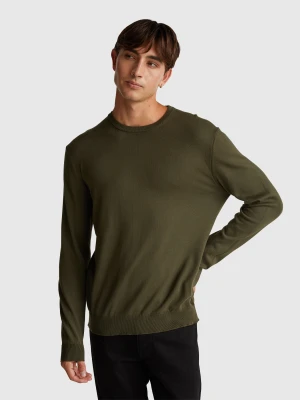 Benetton, 100% Cotton Crew Neck Top, Size: XS, Dark Green, Men United Colors of Benetton