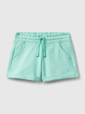 Benetton, 100% Cotton Fleece Shorts, size XL, Aqua, Kids United Colors of Benetton