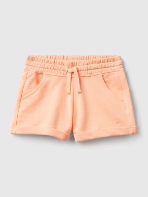Benetton, 100% Cotton Fleece Shorts, size XL, Peach, Kids United Colors of Benetton