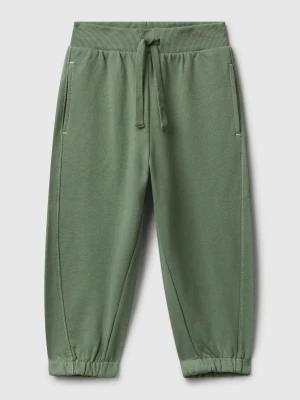 Benetton, 100% Cotton Joggers, Size: 90, Military Green, Kids United Colors of Benetton