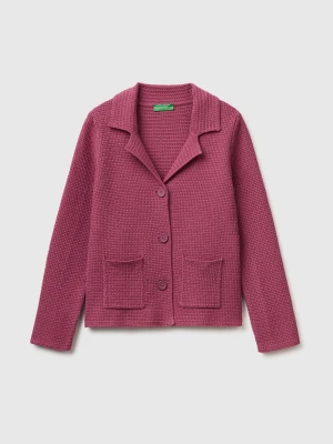 Benetton, 100% Cotton Knit Blazer, Size: XS, Plum, Women United Colors of Benetton