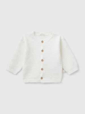 Benetton, 100% Cotton Knit Cardigan, size 82, Creamy White, Kids United Colors of Benetton