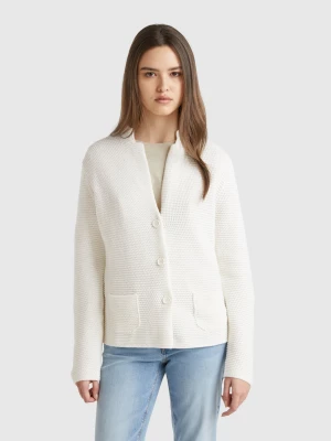 Benetton, 100% Cotton Knit Jacket, size XS, Creamy White, Women United Colors of Benetton